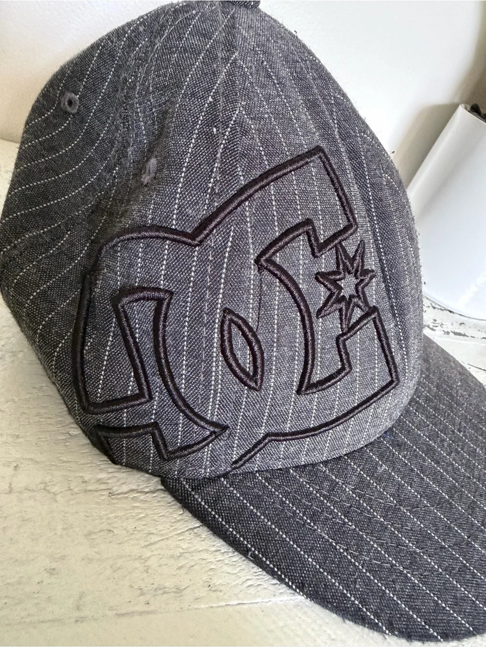 DC Black Pinstripe Youth Fitted Hat